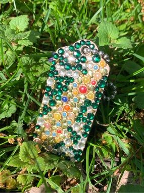 Coach Pearl 2.25” Hangtag with Emerald Rhinestones & Dimensional Crystal Details